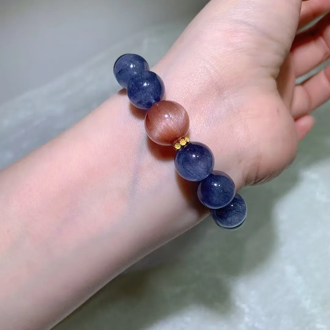 天然蓝兔毛手链(约 13.2mm) — 细节图