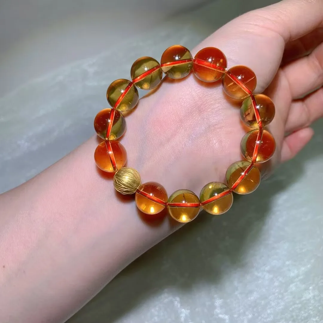天然巴西黄水晶手链（14.3mm）
