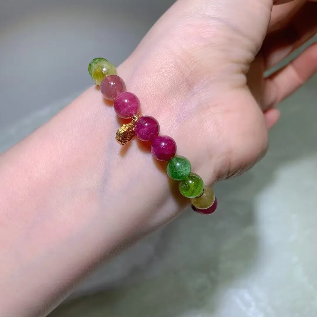 天然糖果碧玺手链(约 8.8mm) — 细节图