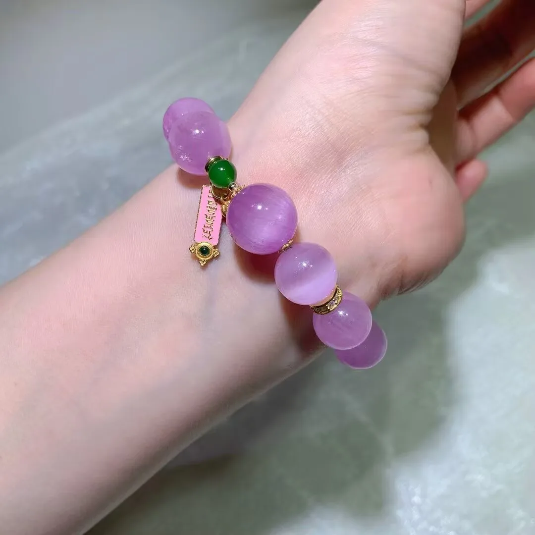 天然猫眼紫锂辉手链(二号款 · 约 13mm) — 细节图