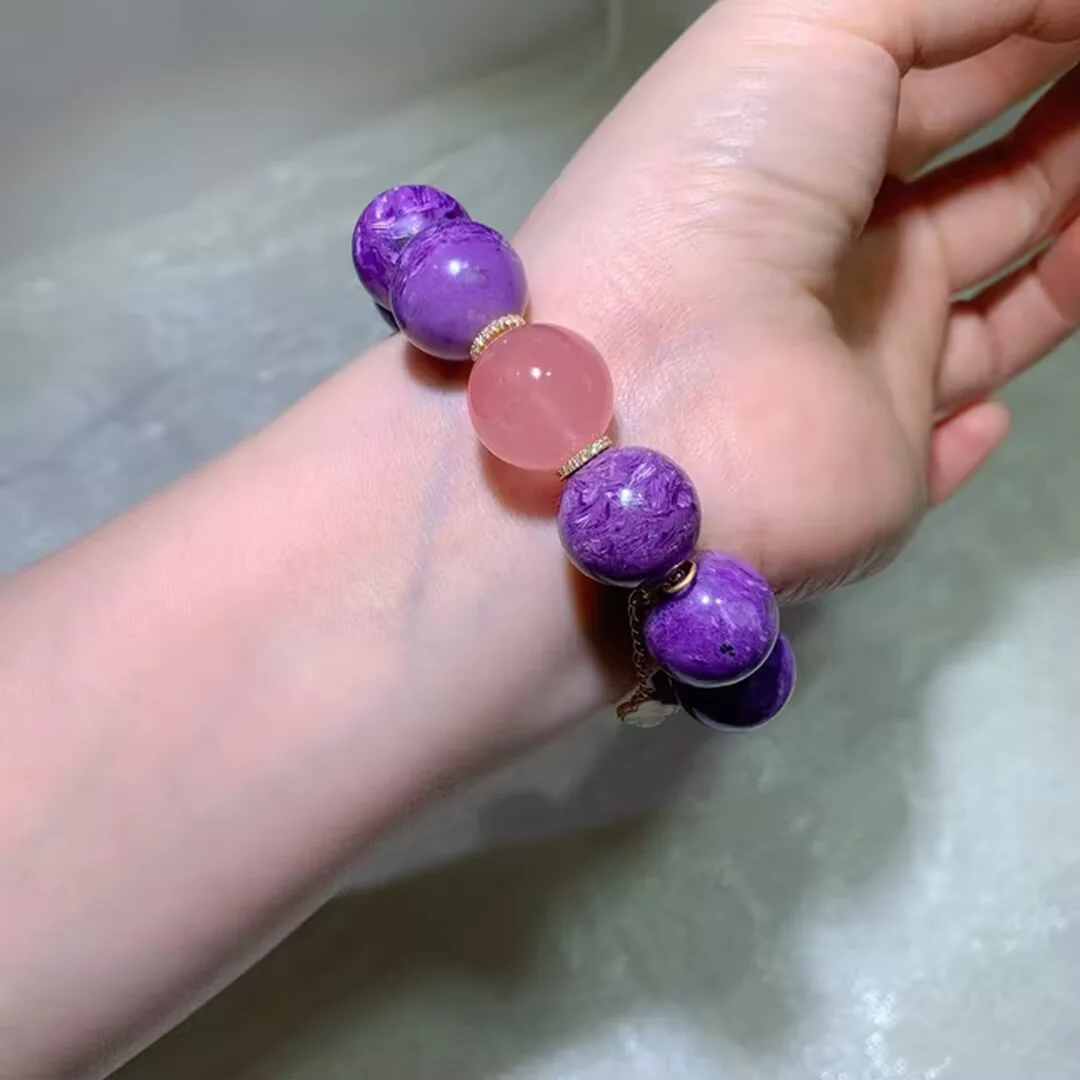 天然紫龙晶圆珠手链（17.2mm） — 细节图