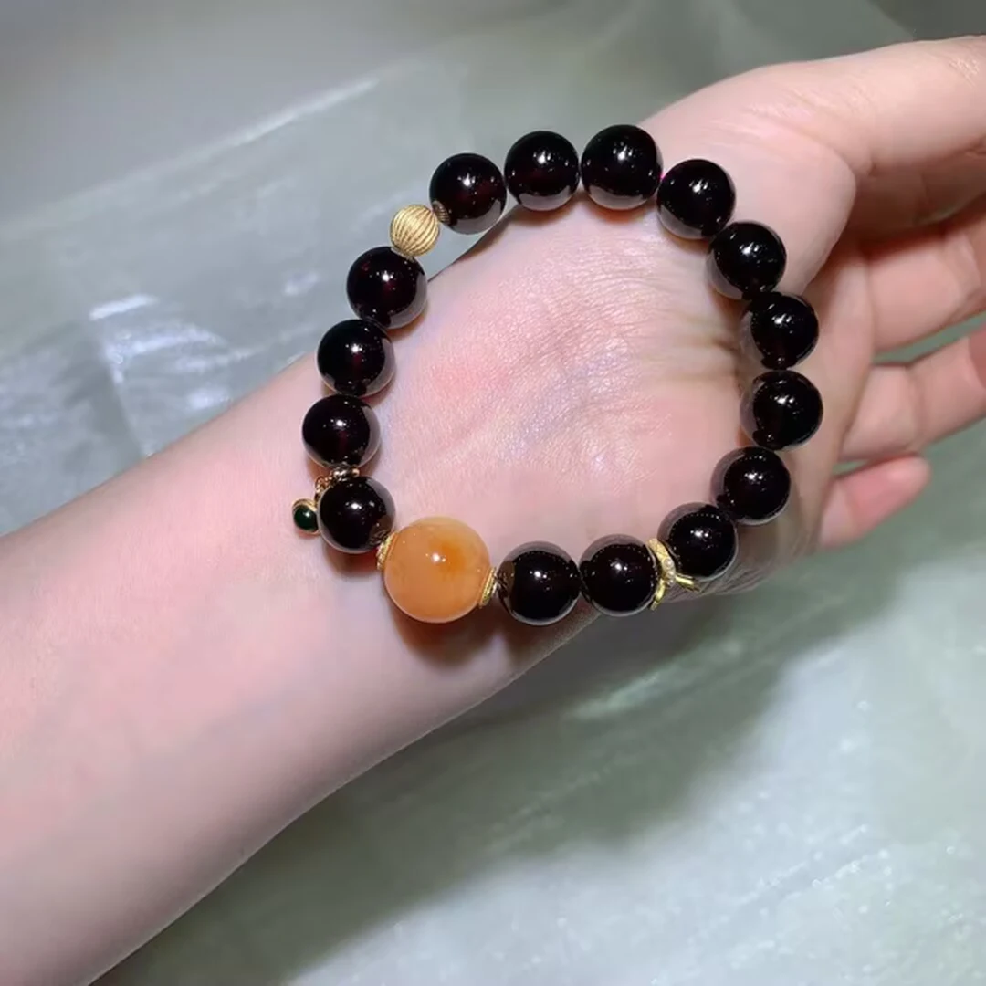 天然酒红石榴石手链(11.1mm)