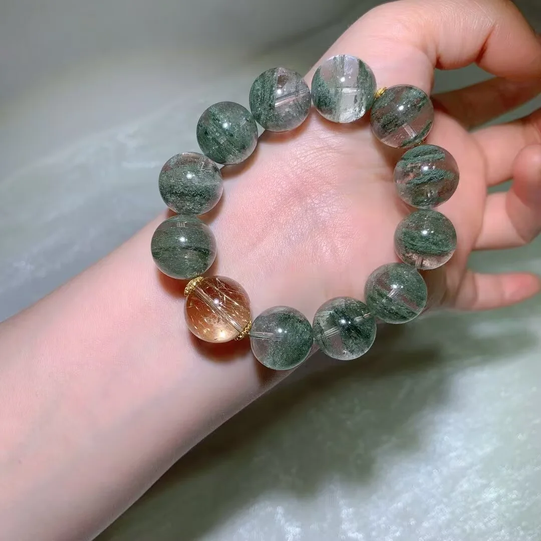 天然绿幽灵手链(16.3mm)