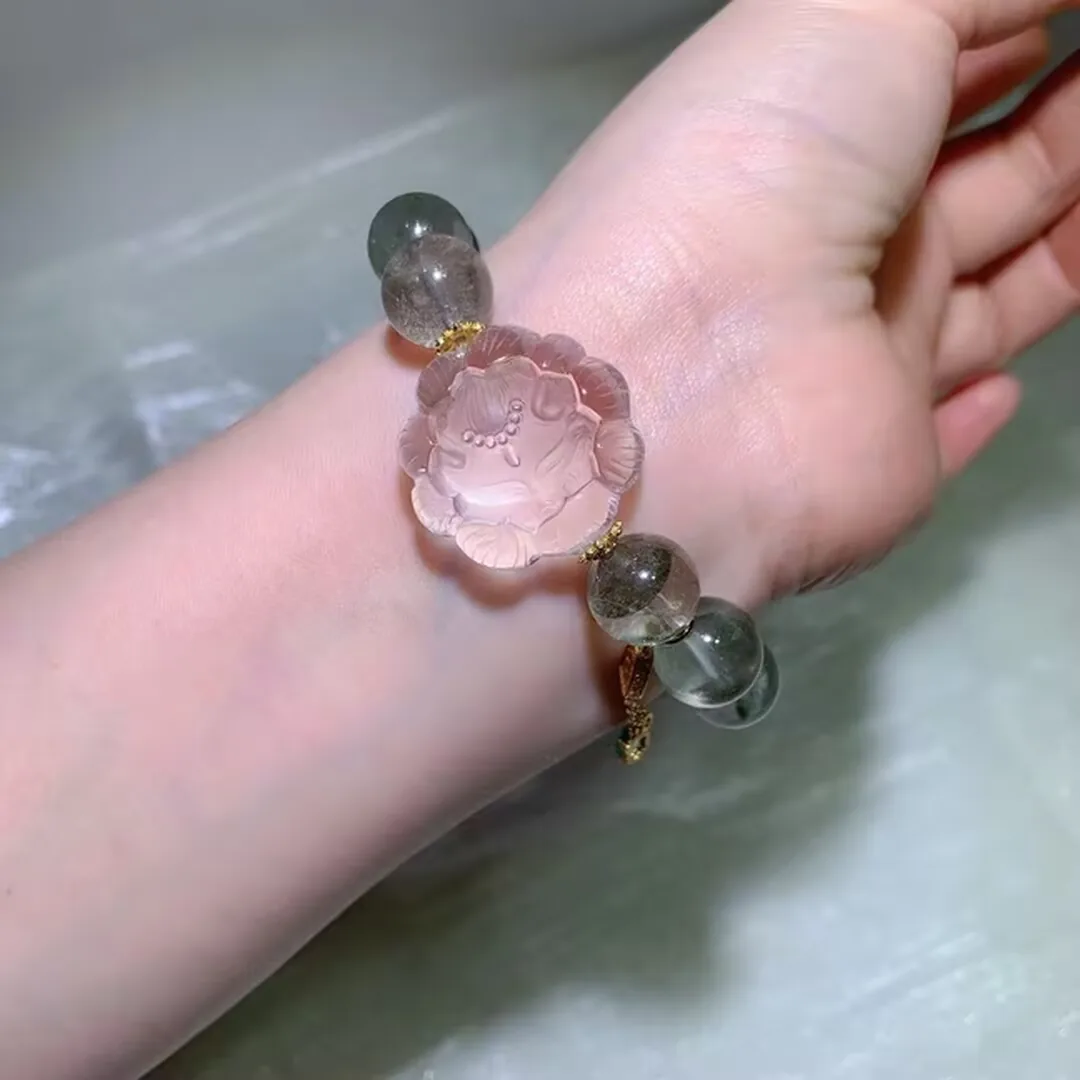 天然绿幽灵花苞狐手链(13mm) — 细节图
